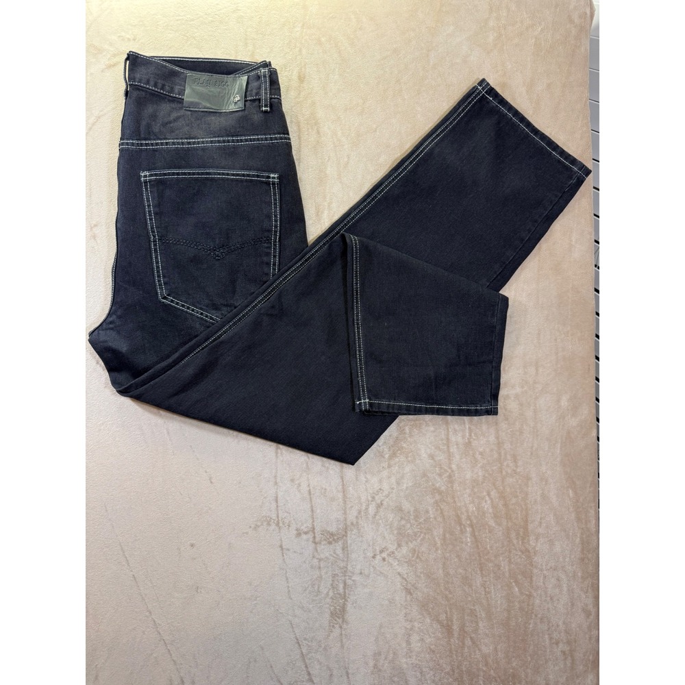 Ecko Unltd Rhinobrand Jeans Black Contrast Stitch Graphic Print Mens 34x31